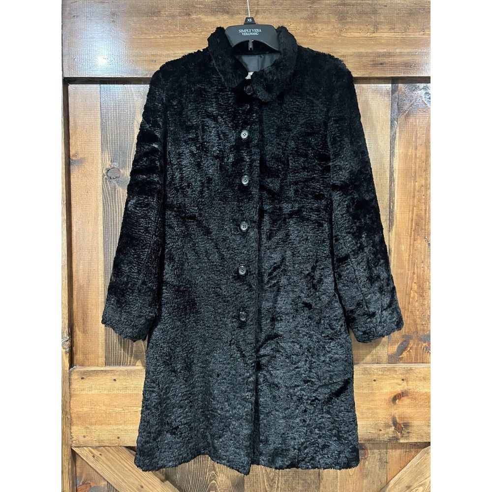 Vintage Liz Claiborne Black Coat size Medium Lined Mid Length